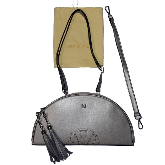 Lux and Nyx Fan Bag Convertible Crossbody Shoulder Bag Large version Silver Gray - Picture 7 of 12